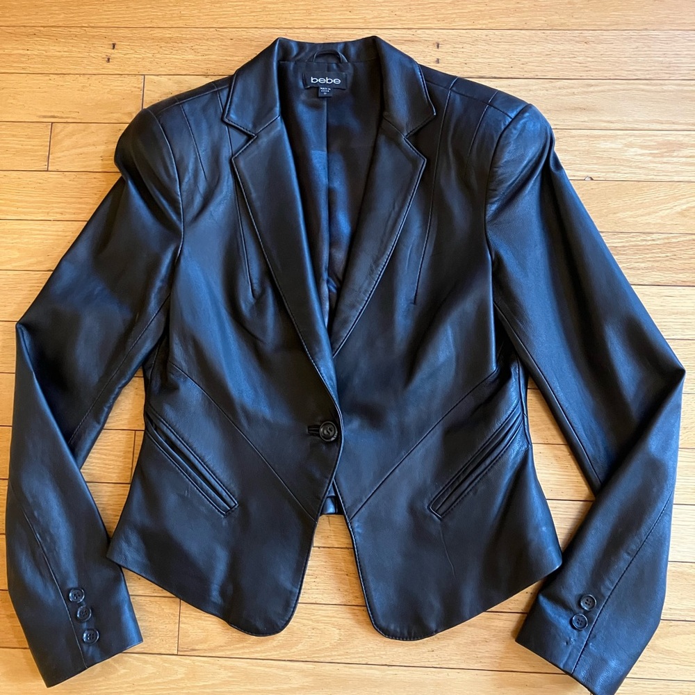 Bebe Tailored Real Leather Jacket New